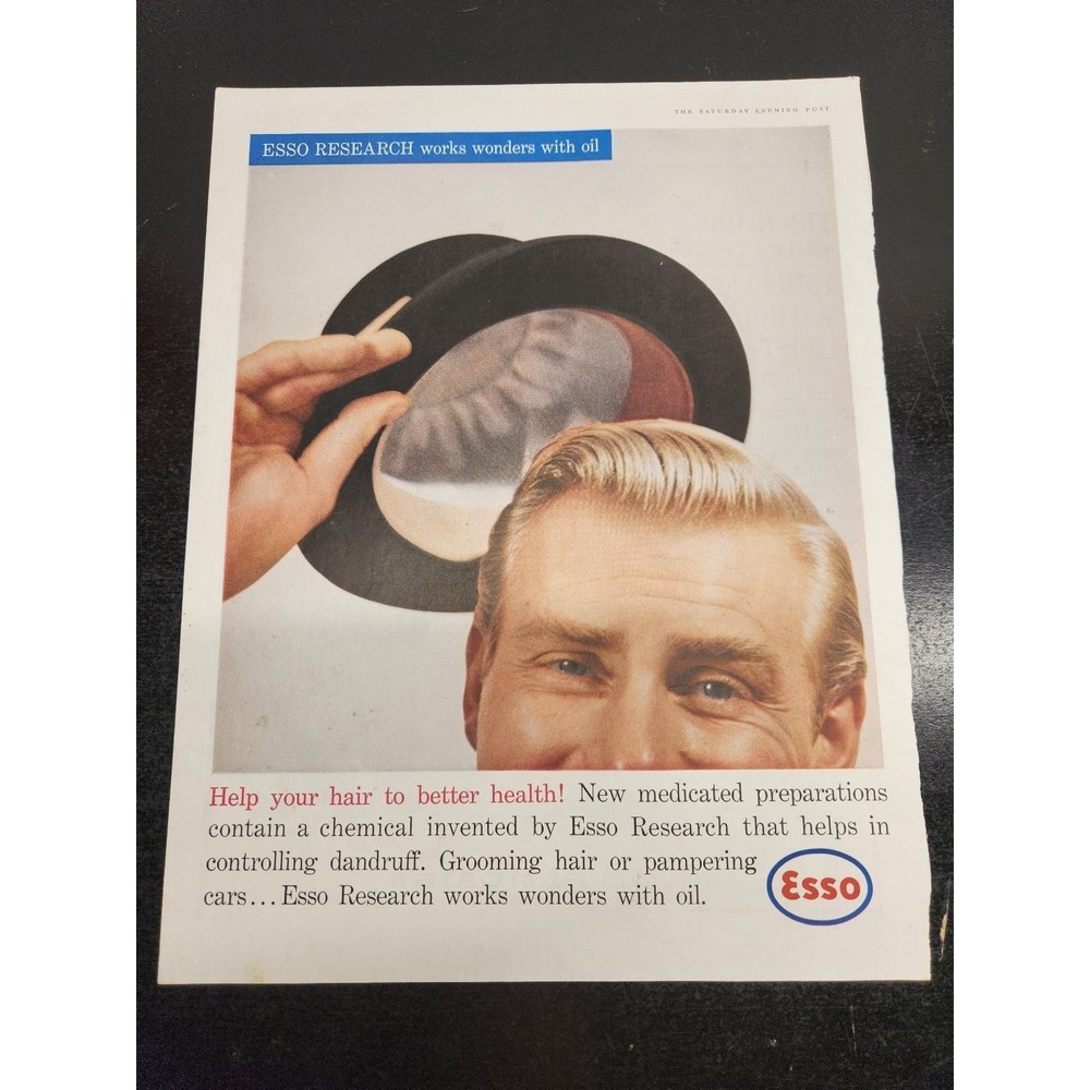 Vintage 1960 ESSO Magazine Ad Saturday Evening Post Hair Grooming Petroliana